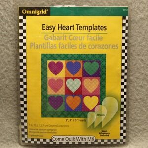 Omnigrid Easy‎ Heart Templates Clear 3pc 2212 Quilting Sewing Craft Tool New